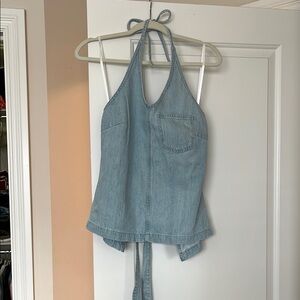 Light Blue Denim Halter Top